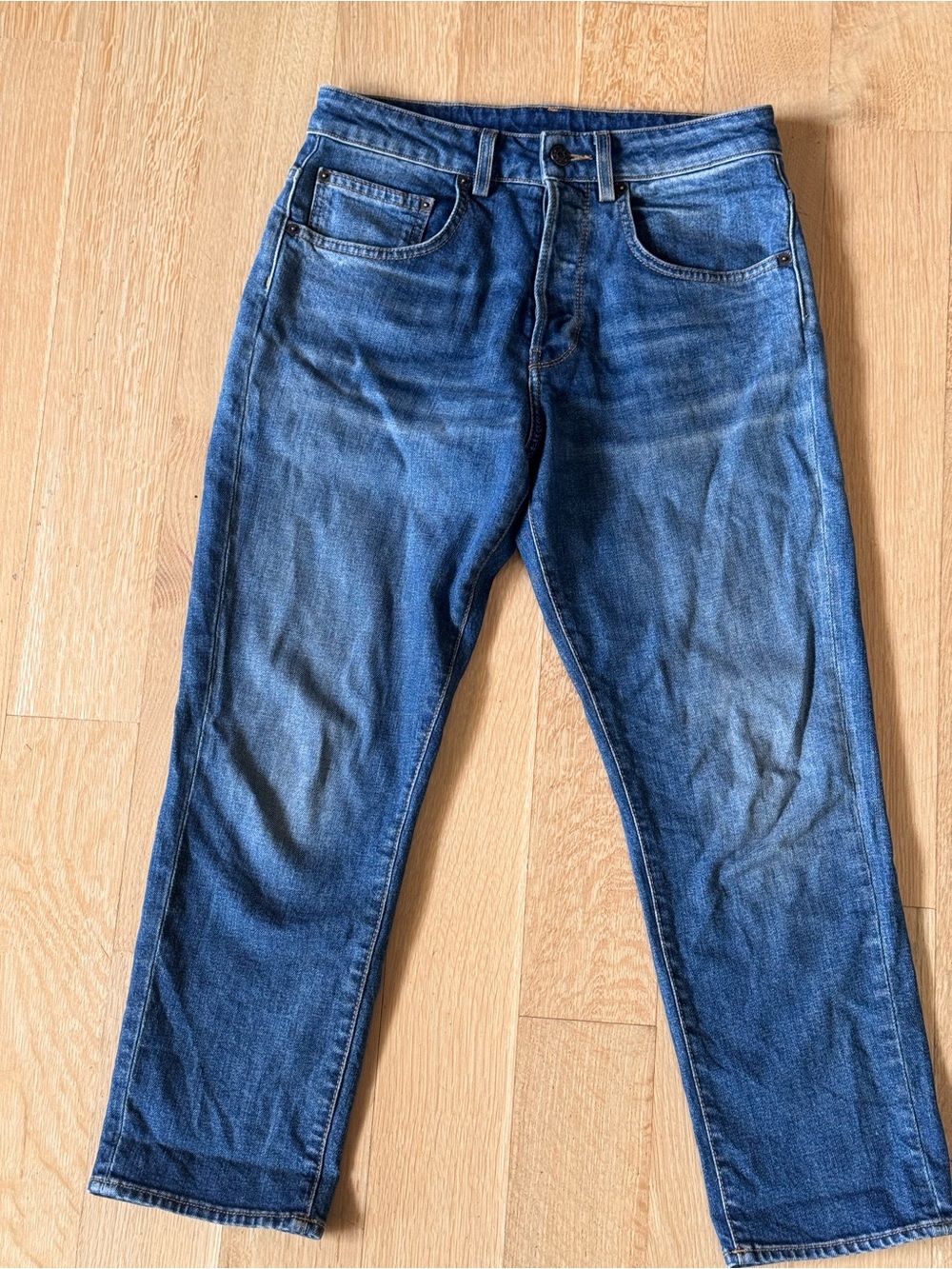 6397 Cropped Jeans Straight Fit, Shorty NP029, Apron Wash sz 26, made in Italy